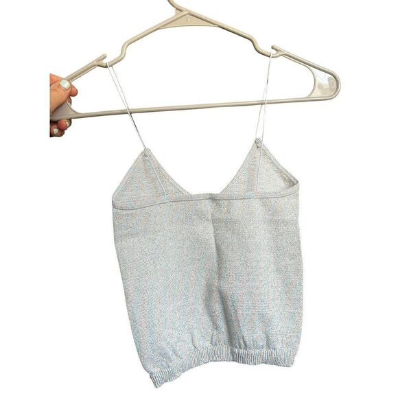 Free People Intimately Metallic Knit Cropped Tank Top, Spaghetti Straps, GLAM, - Picture 3 of 8